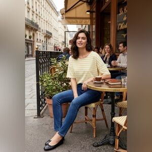 Saint James for J.Crew made in France yellow white striped shirt women’s medium